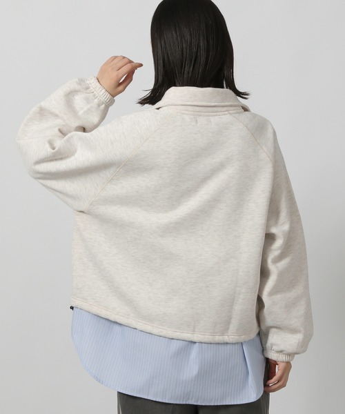 LAKOLE（ラコレ） トレーナー スウェット 刺繍ロゴハーフZIPプル