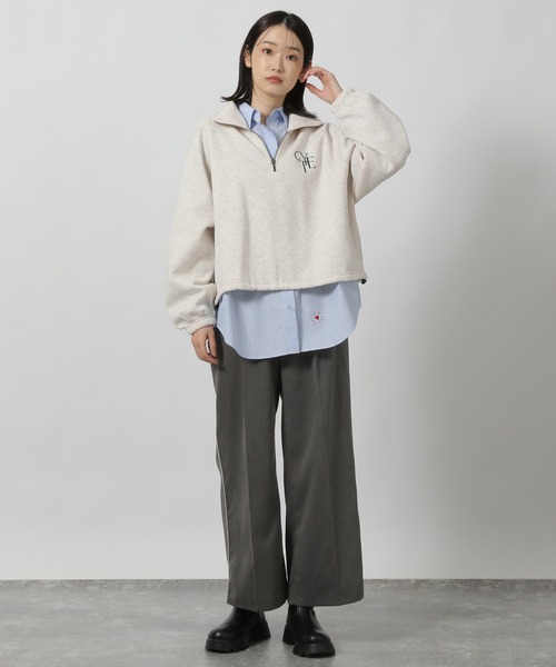 LAKOLE（ラコレ） トレーナー スウェット 刺繍ロゴハーフZIPプル