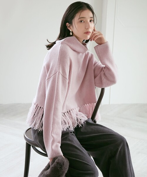 ニット セーター 「SLOW/一部店舗限定」ニットトータル フリンジ ニット レディース 23区 ニット セーター 「SLOW/一部店舗限定」ニットトータル