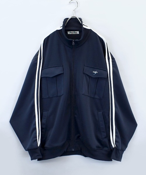 おしゃれスタ ジャージ 「Soupy Soupy」sleeve line one point logo