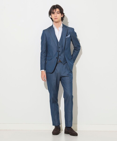 BEAMS HEART メンズスーツ　3点セット　デニム風　クリーニング済み BEAMS HEART スラックス ストレッチ デニム ノープリーツ 25SS