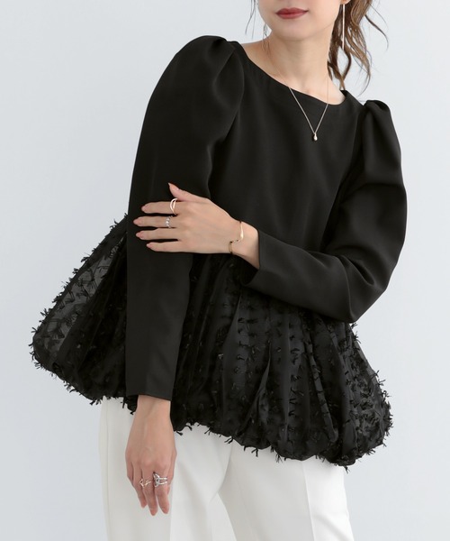 MERAKI ブラウス シャツ レース切り替えブラウス レディース