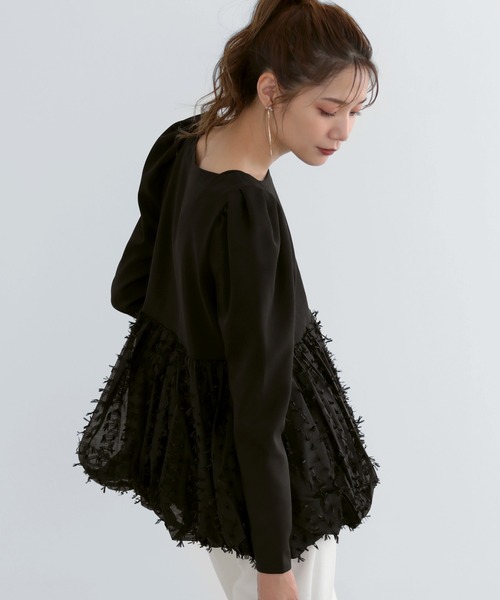 MERAKI ブラウス シャツ レース切り替えブラウス レディース