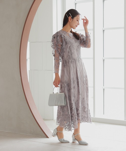 haremode（ハレモード） ドレス 刺繍 ワンピース 総柄 ミディ丈