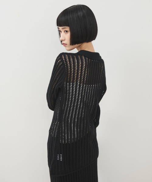 ニット セーター ペーパーヤーンメッシュヘムニットプルオーバー「手洗い可能」 レディース メイソングレイ MAYSON GREY ペーパーヤーンメッシュヘムニット