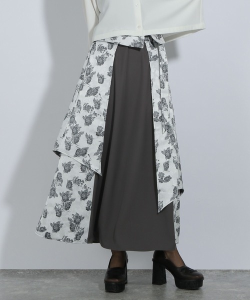 【美品】HARE　アソートジャガードハイウエストスカート　グリーン×ラメ　フレア HARE スカート アソートジャガードハイウエストスカート(HARE