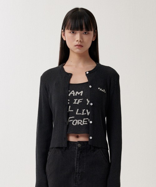 カーディガン 「mahagrid/マハグリッド」 HAND STITCH CROP CARDIGAN/ハンドステッチクロップカーディガン レディース