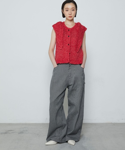 ベスト ジレ Lambs vest「ニットベスト」 レディース Starting Over ベスト ジレ 3D総柄ニットベスト/レディース