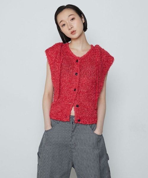 le ELMi ベスト ジレ Summer knit vest ＆ multi scarf set
