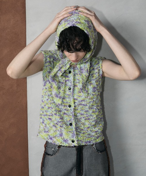 le ELMi ベスト ジレ Summer knit vest ＆ multi scarf set