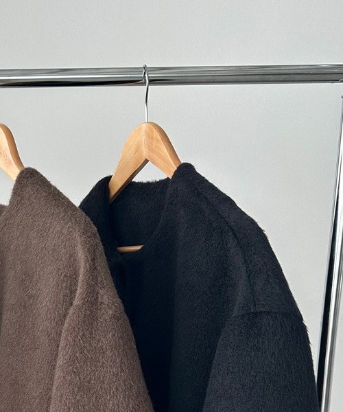 「Louere」 ノーカラーコート LARGE モカ レディース_画像5