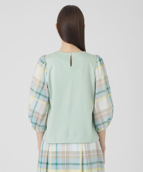 【訳あり】 LABEL BLUE CRESTBRIDGE チェックスリーブトップス tシャツ トップス