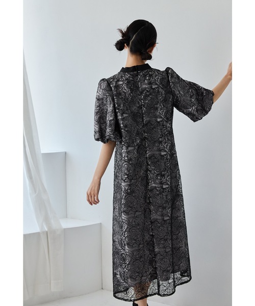niana ドレス スパンコールフラワーレースAラインドレス