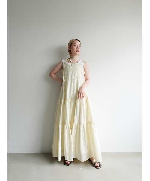 sahara ワンピース Eyelet Tiered Dress/アイレットティアード