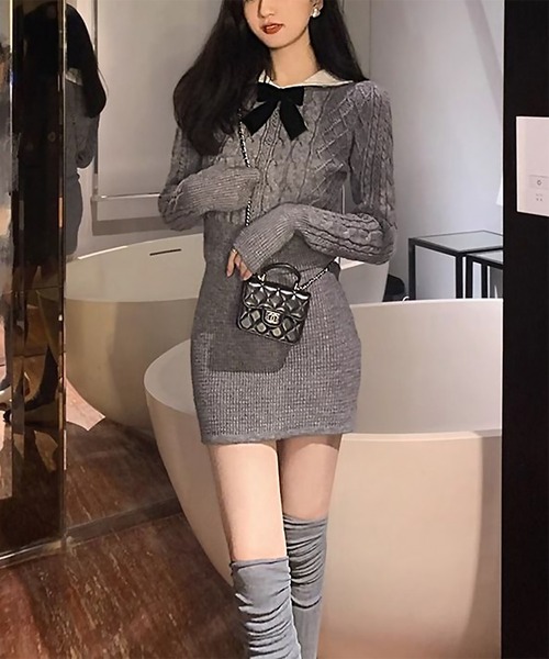 SEXY♡ケーブルニット♡スカートセットアップ blackdia ocean（ブラックダイヤオーシャン） セットアップ ケーブル柄