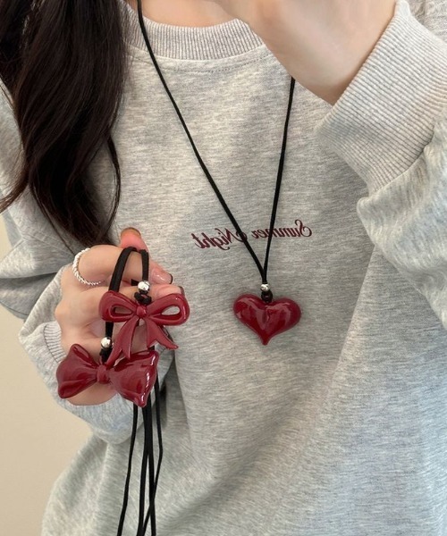 GEMEDA ネックレス 3点セット 赤いフェミニンモチーフネックレス