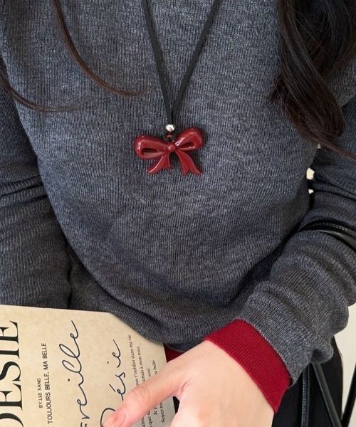 GEMEDA ネックレス 3点セット 赤いフェミニンモチーフネックレス