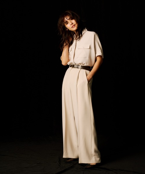 ROPE'（ロペ） パンツ 「美人パンツ」ダブルクロスワイドパンツ