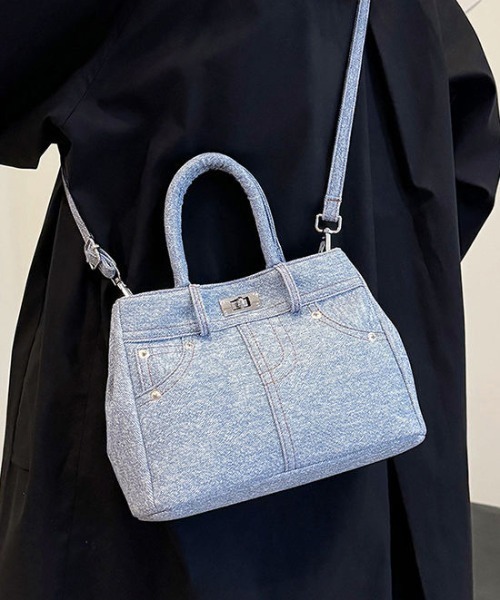 DIAVEL ハンドバッグ Y2Kデニムライク防水2WAYバッグ｜夏のビーチもOK