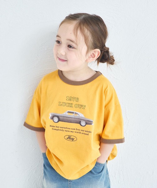 pairmanon（ペアマノン） tシャツ レトロプリント リンガー配色Tシャツ