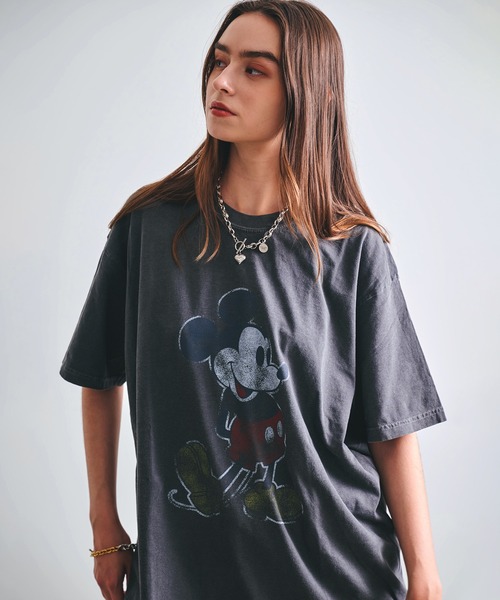 goodデザイン☆90s オールドディズニー ミッキー ビッグプリント Tシャツ Disney（ディズニー） スマホショルダー tシャツ Goodwear グッド