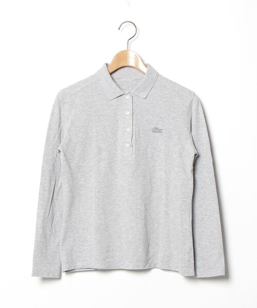 「LACOSTE」 長袖ポロシャツ 38 グレー レディース