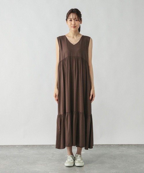 GLOBAL WORK ＊エアリーリラックスノースリーブワンピース GLOBAL WORK ワンピース エアリーリラックスノースリーブ