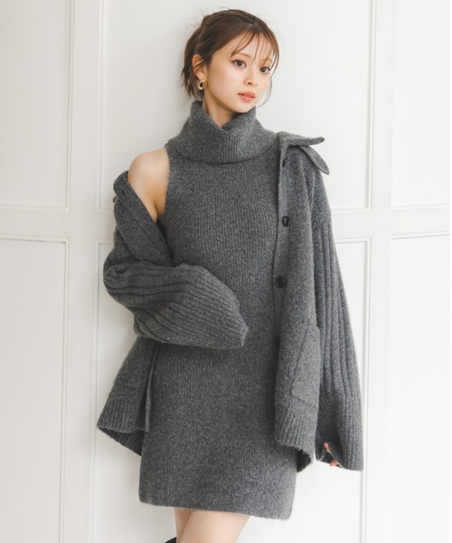 SNIDEL カーディガン ステンカラーニットジャケットカーディガン