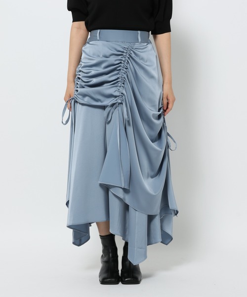 HARE サテンドロストイレヘムスカート　ライトブルー HARE スカート サテンドロストイレヘムスカート(HARE