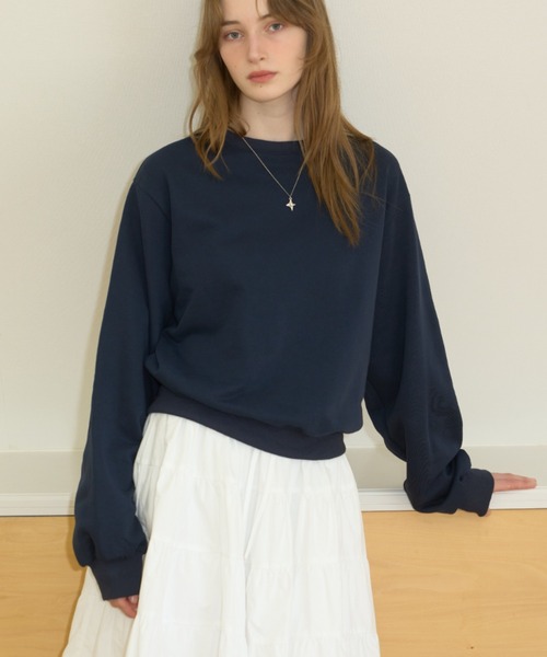 GIUNON トレーナー スウェット embroidery loose sweat tops / エン