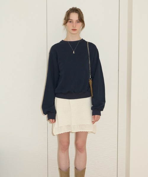 GIUNON トレーナー スウェット embroidery loose sweat tops / エン