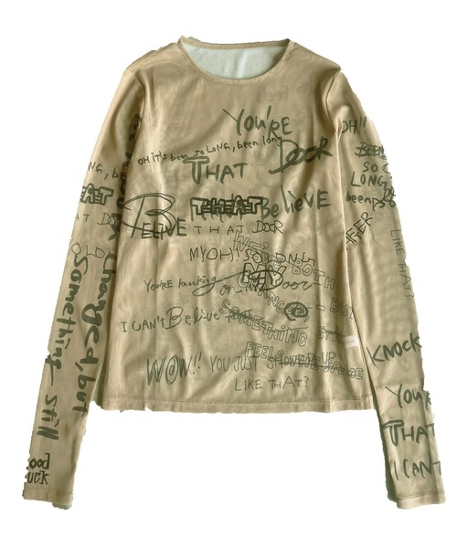 【超人気商品】ハンドライティングメッシュトップス【MAISON SPECIAL】 MAISON SPECIAL tシャツ 「PRE-ORDER」Hand Writing Mesh Tops