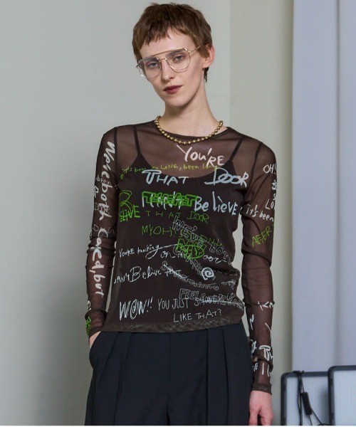 tシャツ 「25AW PRE-ORDER」Hand Writing Mesh Tops/ハンドライティングメッシュトップス「MAISON SPECIA