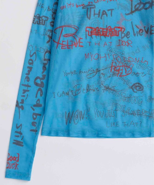 MAISON SPECIAL（メゾンスペシャル） tシャツ Hand Writing Mesh Tops