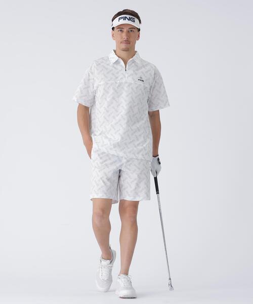 【新品】PING 2024年　キルティング ハーフジップシャツ　ホワイト　M PING（ピン） シャツ 「PING APPAREL」ドットメッシュハーフジップ