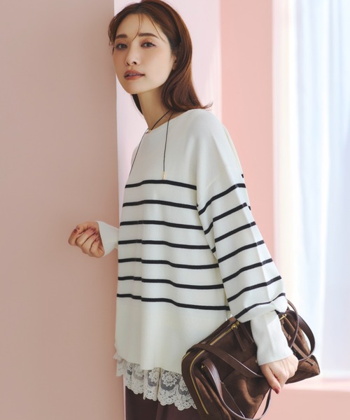 Elura（エルーラ） ニット セーター 毛玉しらずボートプルオーバー