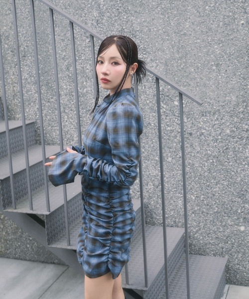 ANDGEEBEE（アンジービー） ワンピース チェックギャザーミニワンピ