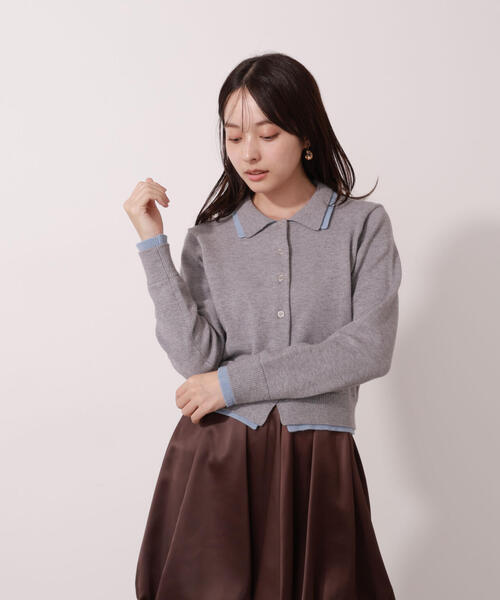 プロポーション ボディドレッシング＜ウォッシャブル＞ポロレイヤード風ニット PROPORTION BODY DRESSING（プロポーションボディドレッシング