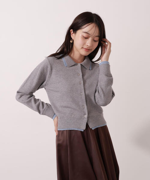 プロポーション ボディドレッシング＜ウォッシャブル＞ポロレイヤード風ニット PROPORTION BODY DRESSING（プロポーションボディドレッシング