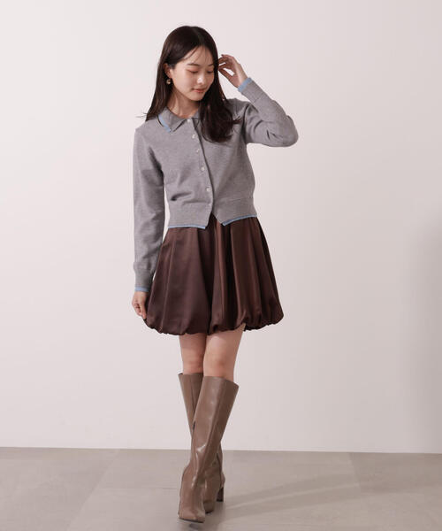プロポーション ボディドレッシング＜ウォッシャブル＞ポロレイヤード風ニット PROPORTION BODY DRESSING（プロポーションボディドレッシング