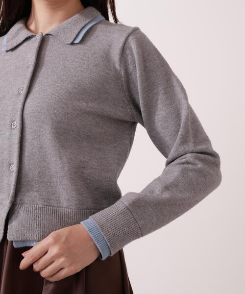 プロポーション ボディドレッシング＜ウォッシャブル＞ポロレイヤード風ニット PROPORTION BODY DRESSING（プロポーションボディドレッシング
