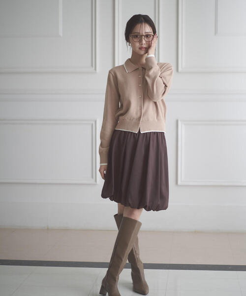 プロポーション ボディドレッシング＜ウォッシャブル＞ポロレイヤード風ニット PROPORTION BODY DRESSING（プロポーションボディドレッシング
