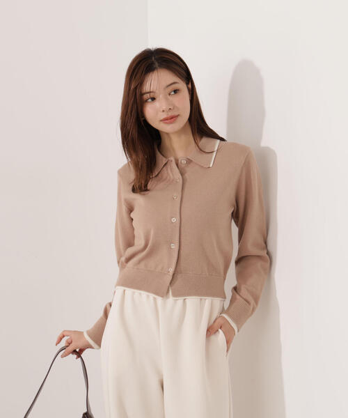プロポーション ボディドレッシング＜ウォッシャブル＞ポロレイヤード風ニット PROPORTION BODY DRESSING（プロポーションボディドレッシング