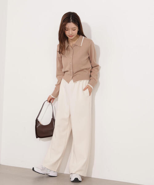 プロポーション ボディドレッシング＜ウォッシャブル＞ポロレイヤード風ニット PROPORTION BODY DRESSING（プロポーションボディドレッシング