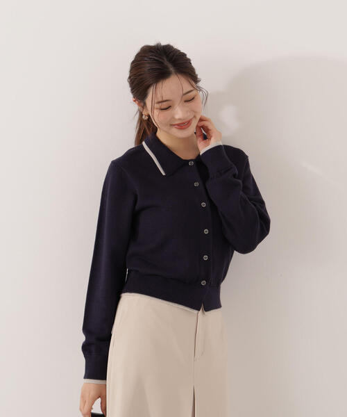 プロポーション ボディドレッシング＜ウォッシャブル＞ポロレイヤード風ニット PROPORTION BODY DRESSING（プロポーションボディドレッシング