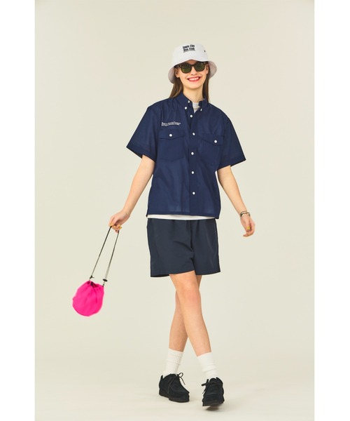 「PARROTT CANVAS」 半袖シャツ ONE SIZE ネイビー レディース_画像3