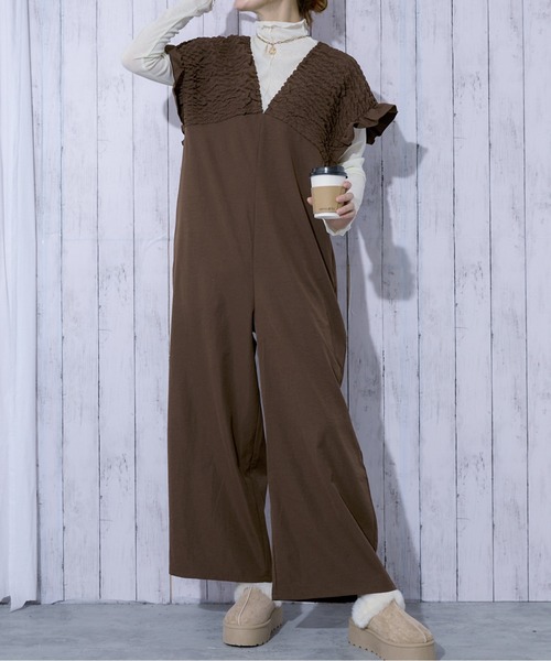 サロペット オーバーオール 「シャーリング×美シルエット」レディース