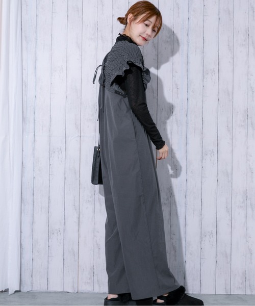 サロペット オーバーオール 「シャーリング×美シルエット」レディース