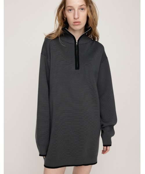 SLY（スライ） ワンピース HALF ZIP HN KNIT S/OP ハーフジップ
