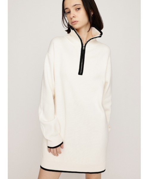 SLY（スライ） ワンピース HALF ZIP HN KNIT S/OP ハーフジップ
